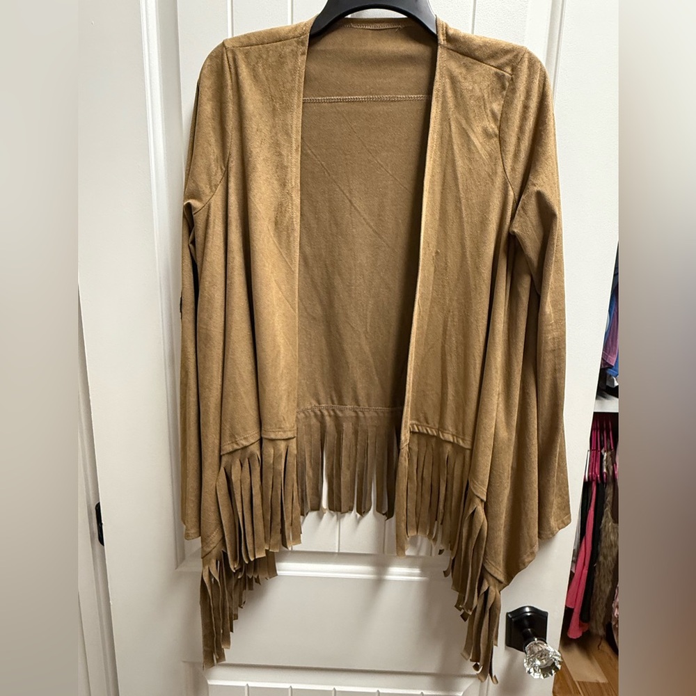 Fringe Jacket With Patches On Elbows Size Medium